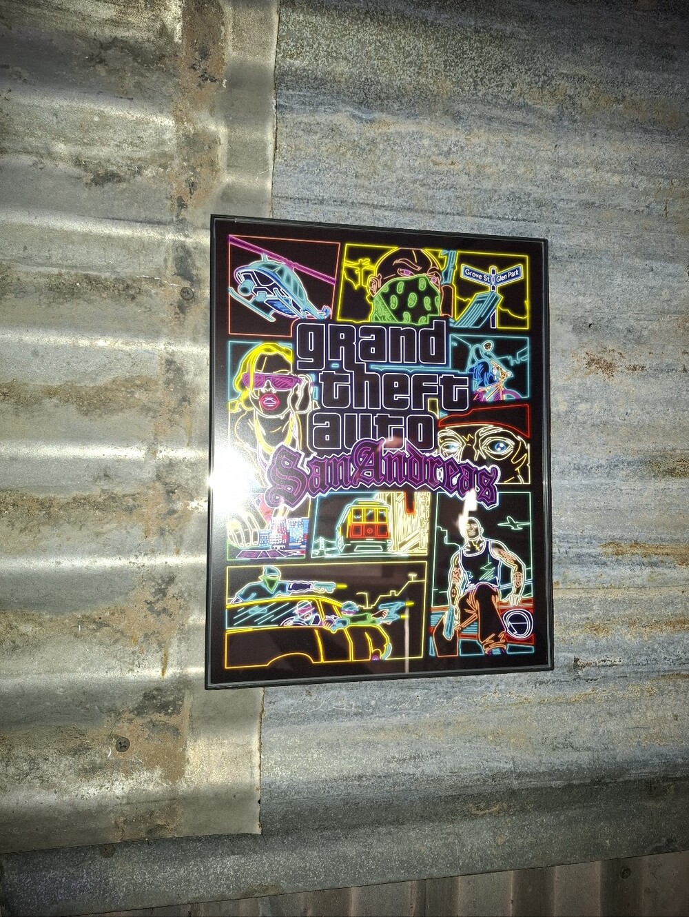 Neon Grand Theft Auto San Andreas Framed Art Print By Neon Nicho